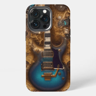 Fantasy Steampunk Vintage Blaue Gitarre Aquarell iPhone 13 Pro Hülle