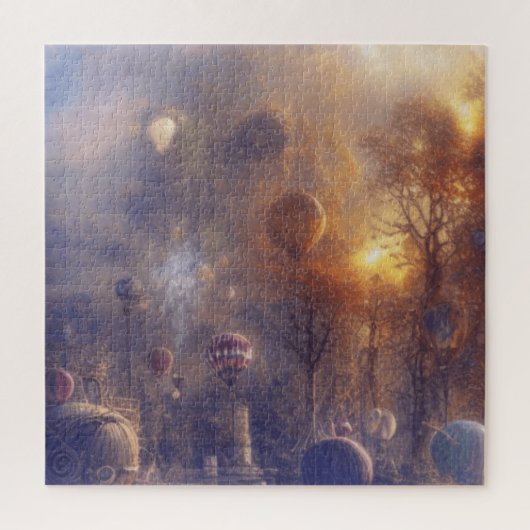 Fantasy Steampunk Vintage Heißluftballons Puzzle (Vertikal)