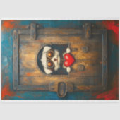 Fantasy Steampunk Welpe Hund + Herz AR3 Decoupage Seidenpapier (Vorderseite)