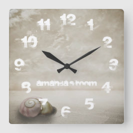 Fantasy-Strand themed personalisiert Quadratische Wanduhr