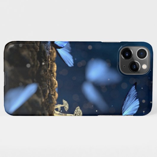 Fantasy Style Schmetterlinge & Pilze im Wald iPhone Hülle (Rückseite (Horizontal))