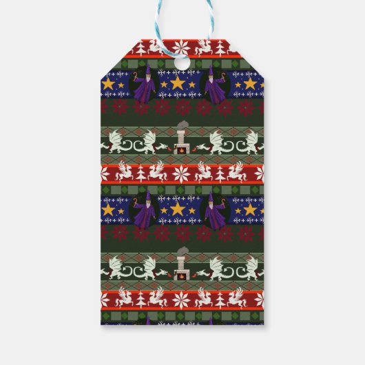 Fantasy Style Ugly Sweater Muster Geschenktasten T Geschenkanhänger (Rückseite)