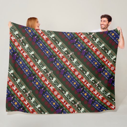 Fantasy Style Ugly Sweater Pattern Fleecedecke (Beispiel)