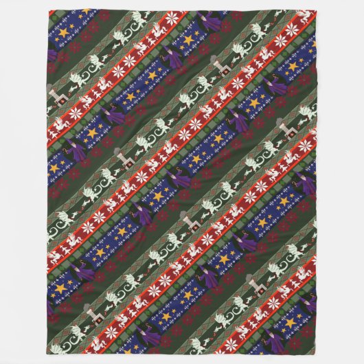Fantasy Style Ugly Sweater Pattern Fleecedecke (Vorderseite)