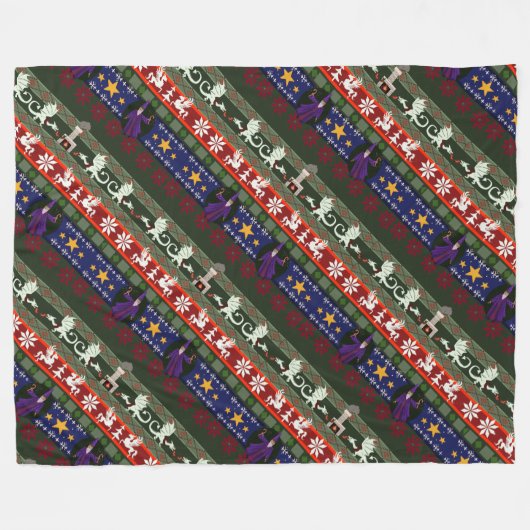 Fantasy Style Ugly Sweater Pattern Fleecedecke (Vorderseite (Horizontal))