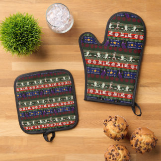 Fantasy Style Ugly Sweater Pattern  Ofenhandschuh & Topflappen-Set
