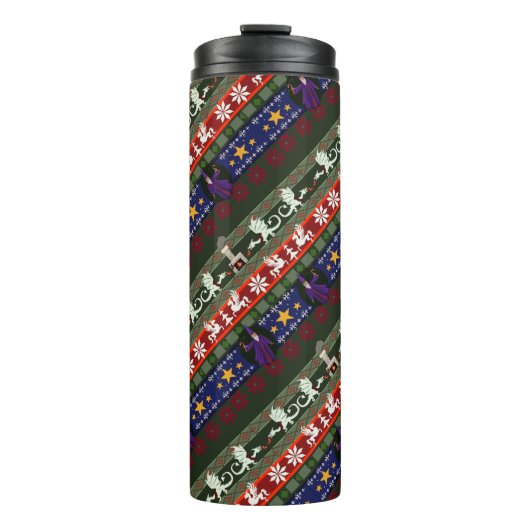 Fantasy Style Ugly Sweater Pattern Thermosbecher (Vorderseite)
