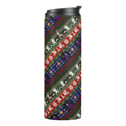 Fantasy Style Ugly Sweater Pattern Thermosbecher (Nach links gedreht)