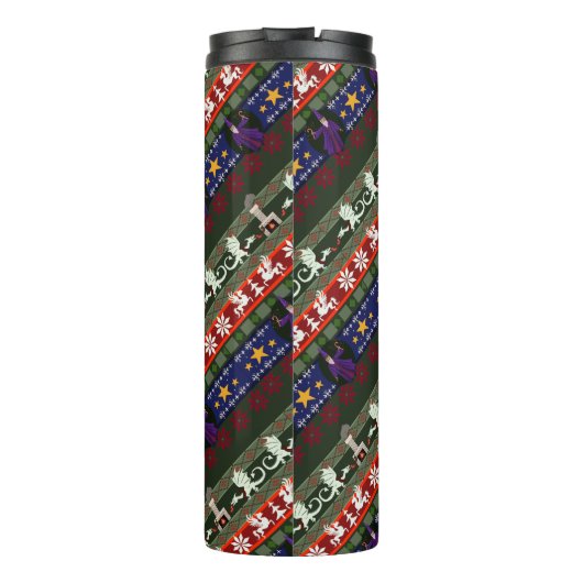 Fantasy Style Ugly Sweater Pattern Thermosbecher (Rückseite)