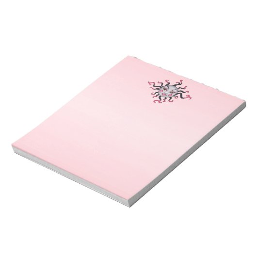 Fantasy Sun Hübsch Face Black Pink Rays Notizblock (Rotiert)