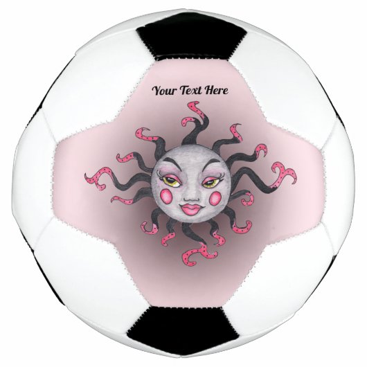 Fantasy Sun Hübsch Face Pink Black Gray Fußball (Vorderseite)