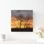 Fantasy Sunset 6 Square Wall Clock Quadratische Wanduhr (Zuhause)