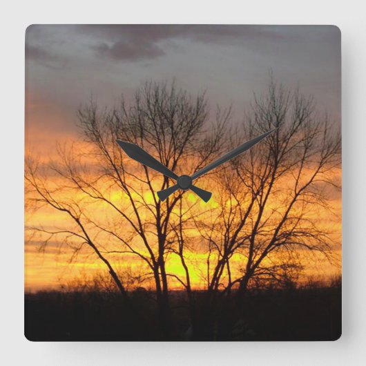 Fantasy Sunset 6 Square Wall Clock Quadratische Wanduhr (Vorderseite)