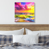 Fantasy Sunset Over Serene Lake - 3D Pastell Wall Leinwanddruck (Insitu (Schlafzimmer))