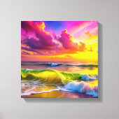 Fantasy Sunset Over Serene Lake - 3D Pastell Wall Leinwanddruck (Vorderseite)