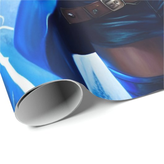 Fantasy Super Hero Girl mit Blitzlicht Power Geschenkpapier (Rolleneckpunkt)