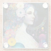Fantasy Surreal Cosmic Frau Goddess Glasuntersetzer (Rückseite)