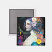 Fantasy Surreal Cosmic Frau Goddess Magnet (Vorderseite/Rückseite)