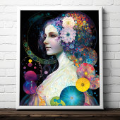 Fantasy Surreal Cosmic Frau Goddess Poster