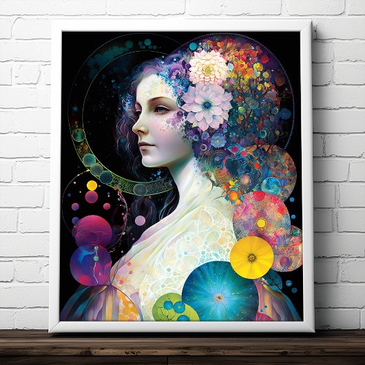 Fantasy Surreal Cosmic Frau Goddess Poster
