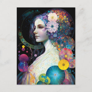 Fantasy Surreal Cosmic Frau Goddess Postkarte