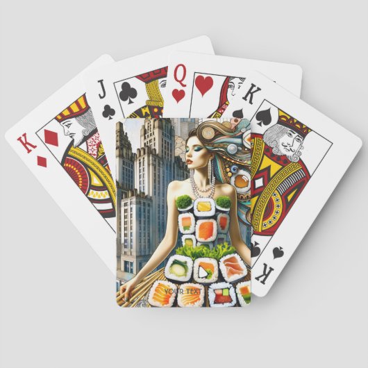 Fantasy Süß Abstrakte Sushi Kleid Spielkarten (Rückseite)