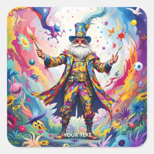 Fantasy Süß Abstrakter Lebendiger Maler Quadratischer Aufkleber (Vorderseite)