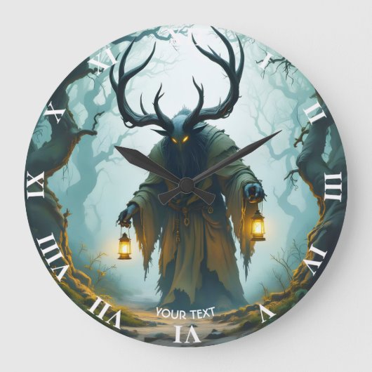 Fantasy Süß Kolossaler Schattiger Behemoth Große Wanduhr (Vorderseite)