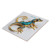 Fantasy Süß Lebendig Art Deco Gecko Fliese (Seite)