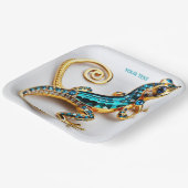 Fantasy Süß Lebendig Art Deco Gecko Pappteller (Gewinkelt)