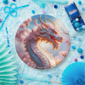 Fantasy Süß Lebendig Blütenrosa Drache Pappteller (Party)