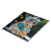 Fantasy Süß Lebendig Glas Blau Bär Fliese (Seite)