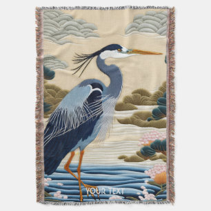 Fantasy Süß Lebendig Japanischer Reiher Blau Decke