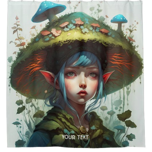 Fantasy Süß Lebendig Pilz Wald Mädchen Duschvorhang (Vorderseite)
