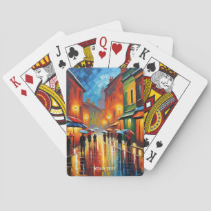 Fantasy Süß Lebendig Regen Impressionismus Stadt Spielkarten