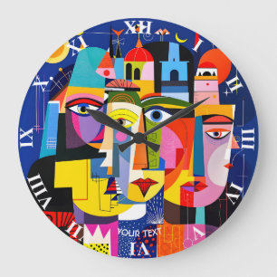 Fantasy Süße Abstrakte Gesichter Formen Große Wanduhr
