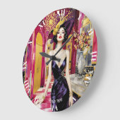 Fantasy Süße Art Deco Dame Große Wanduhr (Winkel)