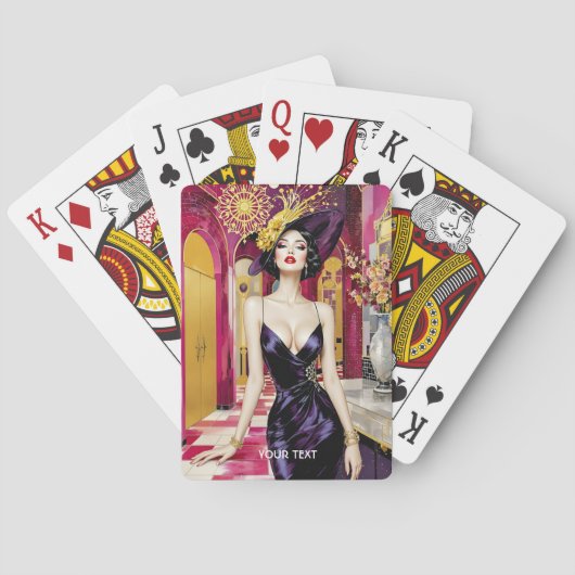 Fantasy Süße Art Deco Dame Spielkarten (Rückseite)