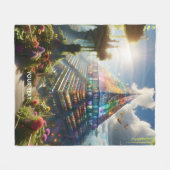 Fantasy Süße Buntglasblumen Fleecedecke (Vorderseite (Horizontal))