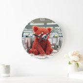 Fantasy Süße Büroklammer Bär Große Wanduhr (Zuhause)