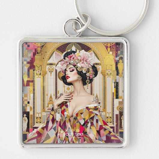 Fantasy Süße Dame Art Deco Schlüsselanhänger (Vorne)