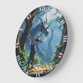 Fantasy Süße Eier Drachenritter Große Wanduhr (Winkel)