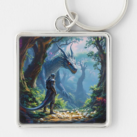 Fantasy Süße Eier Drachenritter Schlüsselanhänger (Vorne)