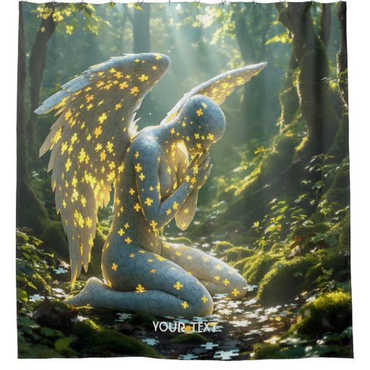 Fantasy Süße Engel-Puzzlefigur Duschvorhang (Vorderseite)