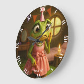 Fantasy Süße Frosch Mädchen Party Große Wanduhr (Winkel)