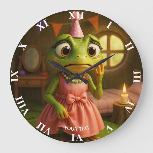 Fantasy Süße Frosch Mädchen Party Große Wanduhr (Vorderseite)