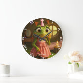 Fantasy Süße Frosch Mädchen Party Große Wanduhr (Zuhause)