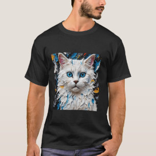 Fantasy Süße Katze Weiße Impasto T-Shirt