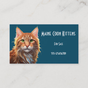 Fantasy Süße Maine Coon Katze, Fantasy Vintage Visitenkarte