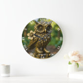 Fantasy Süße Messing-Eulen-Rollerblades Große Wanduhr (Zuhause)